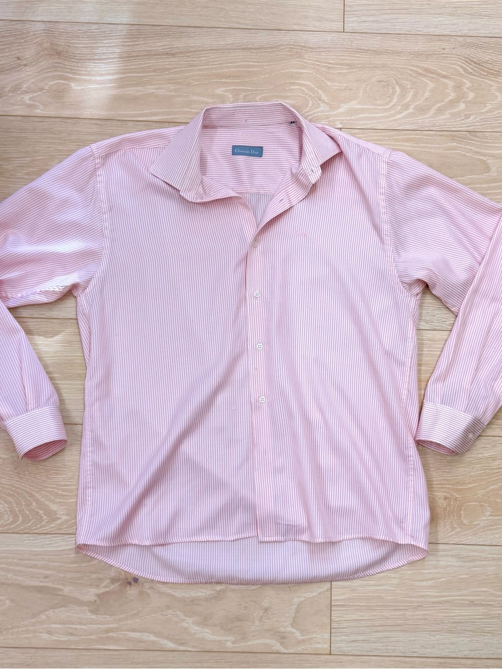 Dior Men's Light Pink Pinstripe Dress Shirt